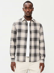 Relaxed Long-Sleeve Plaid Flannel Pocket Shirt - Fog City