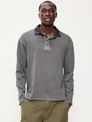 Long-Sleeve Rugby Polo - Stainless Steel