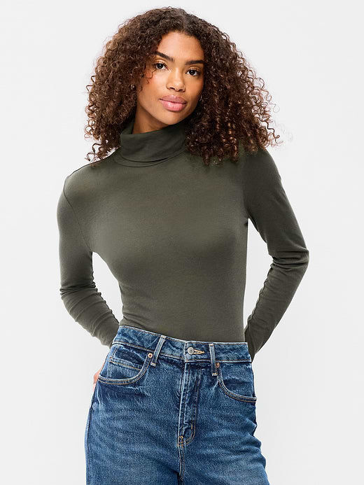 Slim-Fit Ribbed Turtleneck - Forest Tapestry
