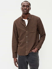Classic Fit Everyday Oxford Shirt - Small Brown Plaid
