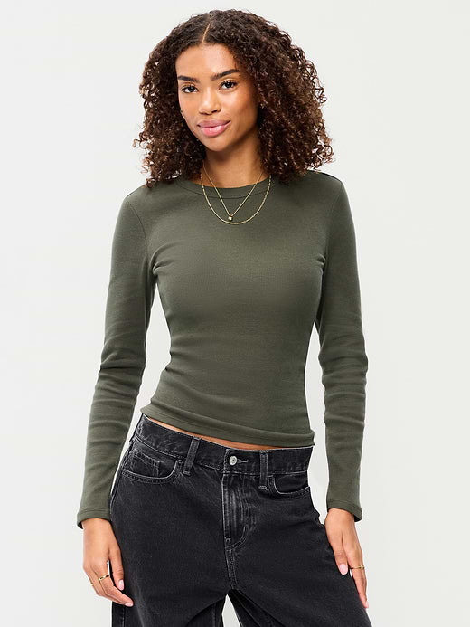 Snug Long-Sleeve Ribbed T-Shirt - Forest Tapestry
