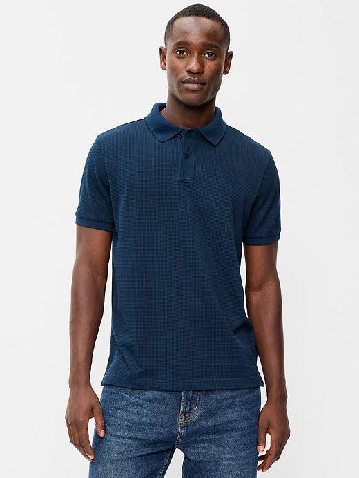 Classic Fit Pique Polo - Dark Sea Blue Print