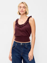 SoSoft Cotton Tie-Front Pointelle Tank Top - Reddy Or Not
