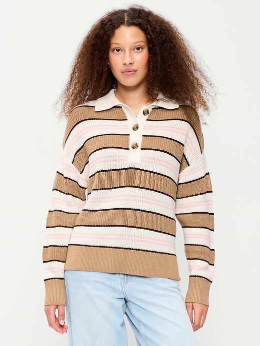 Seaside Cotton Rugby Polo - Neutral Stripe