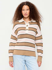 Seaside Cotton Rugby Polo - Neutral Stripe