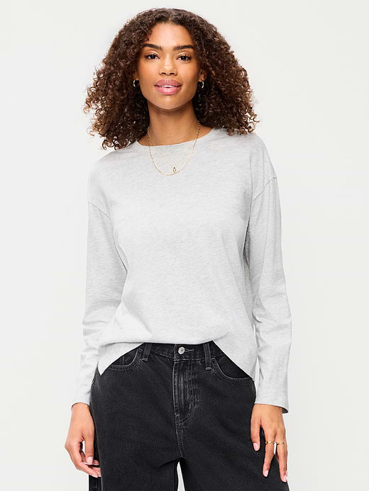 Vintage Long-Sleeve Crew-Neck T-Shirt - Light Heather Gray