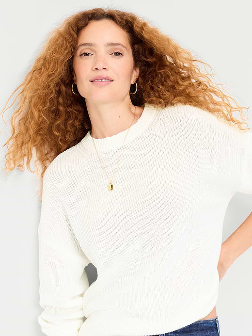 Seaside Cotton Shaker Oversized Tunic Sweater - Sea Salt