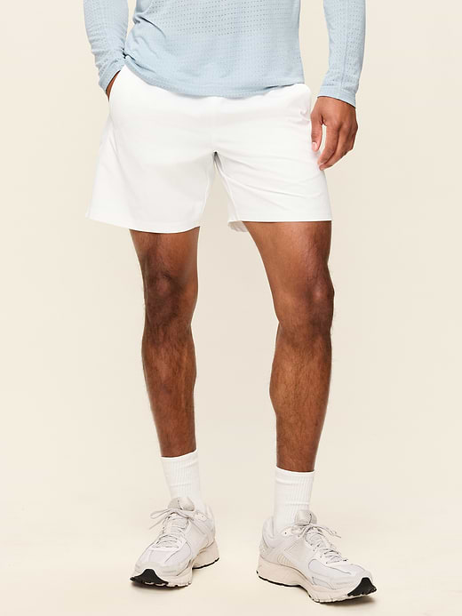 Essential Woven Workout Shorts -- 7-inch inseam - White Lilies