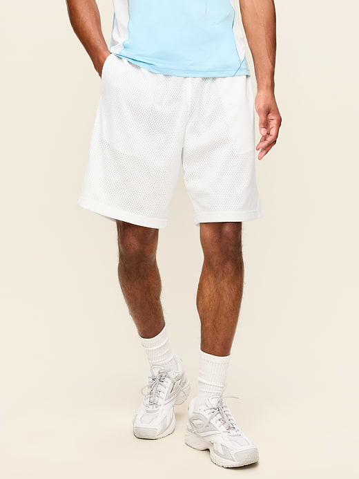 Baggy Mesh Shorts -- 9-inch inseam - White Lilies