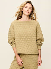 Quilted Bounce Boatneck Sweatshirt - Micro Green