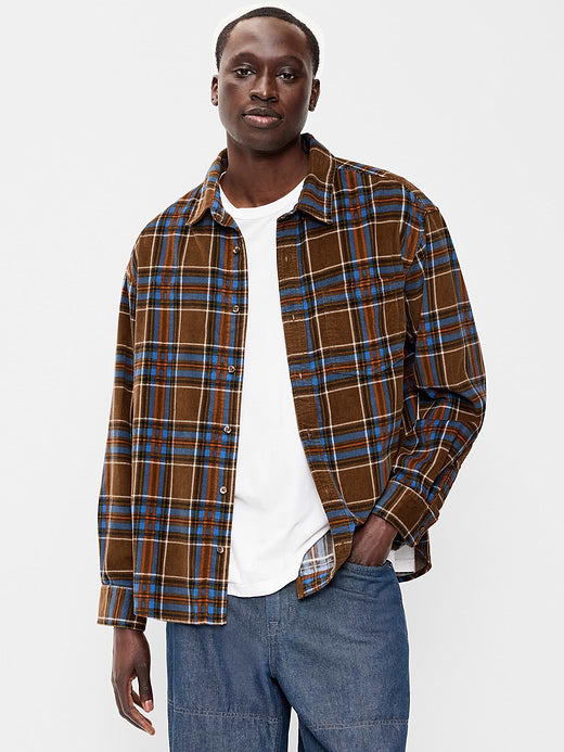 Loose Fit Long-Sleeve Corduroy Shirt - Horsing Around