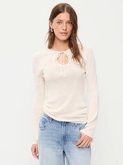 Bell-Sleeve Keyhole Top - Creme De La Creme