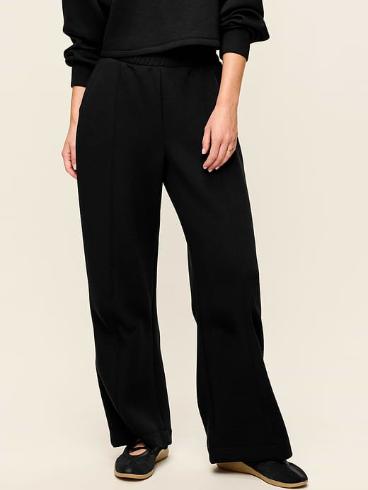 High-Waisted Bounce Fleece Wide-Leg Sweatpants - Black Jack 2