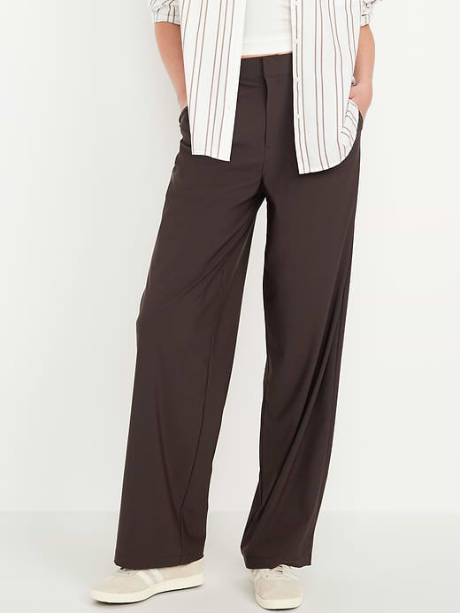 High-Waisted SleekTech Trouser Pants - Black Coffee