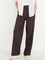 High-Waisted SleekTech Trouser Pants - Black Coffee