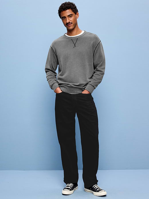 Structured Loose Non-Stretch Jeans - Black Wash