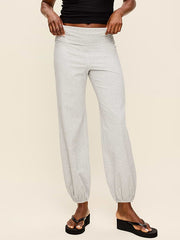 Fold-Over Waist Fitted Joggers - Heather Gray