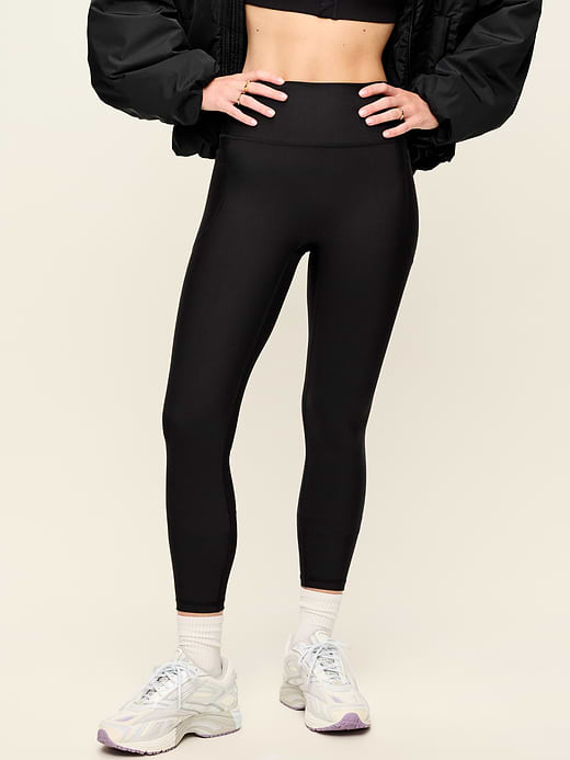 Extra-High Waisted PowerSoft Boundless 7/8 Pocket Leggings – No Front Seam - Black Jack