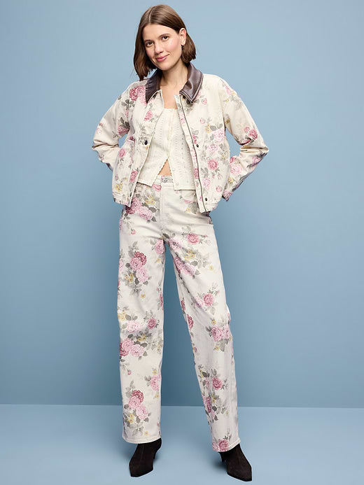 Extra High-Waisted Wide-Leg Jeans - Jacquard Print