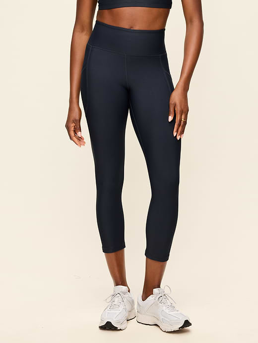 High-Waisted PowerSoft Crop Pocket Leggings - Dusk Navy