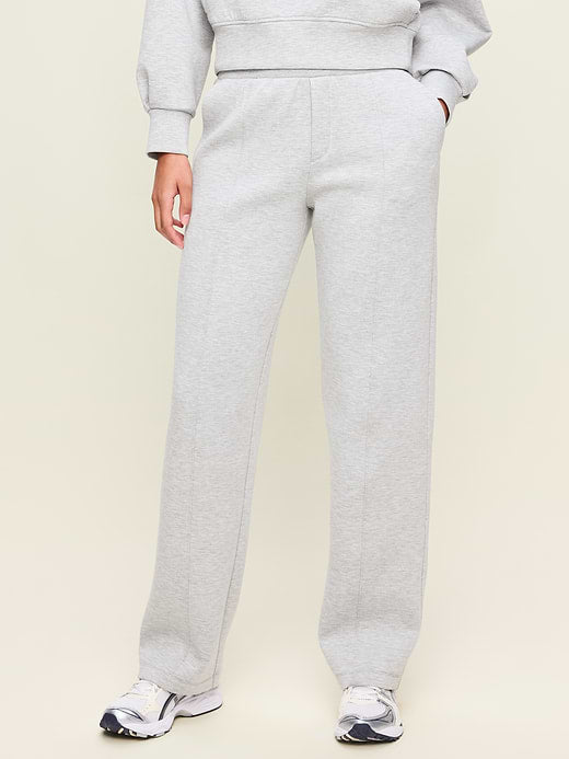 High-Waisted Bounce Fleece Trouser Sweatpants - Heather Gray