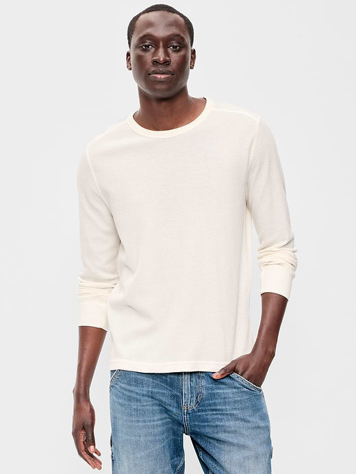Crew-Neck Waffle T-Shirt - Sea Salt