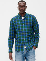Classic Fit Everyday Oxford Shirt - Green/Blue Plaid