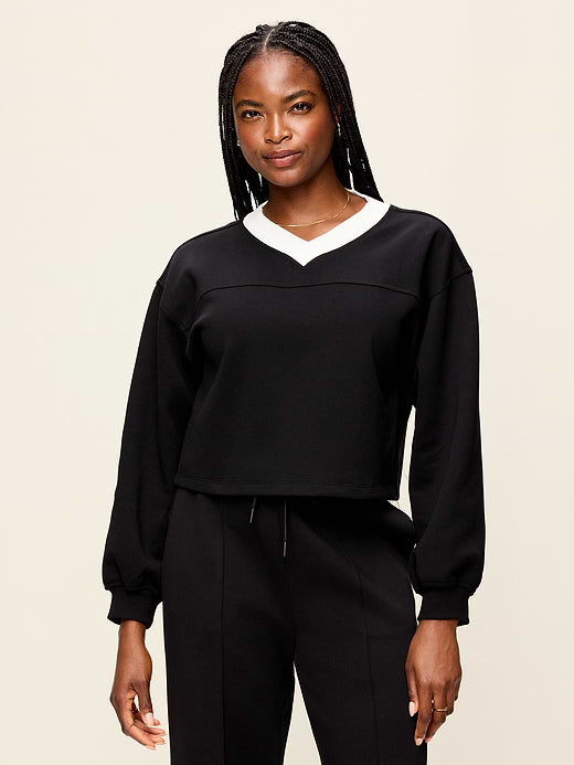 Dynamic Fleece Oversized Cropped Sweatshirt - Black Jack