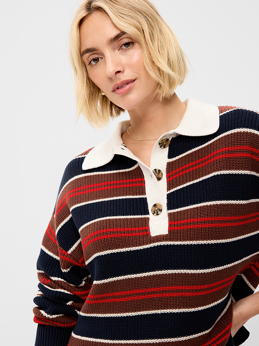 Seaside Cotton Rugby Polo - Earth Brown Stripe