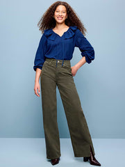 Extra High-Waisted Wide-Leg Jeans - Forest Tapestry