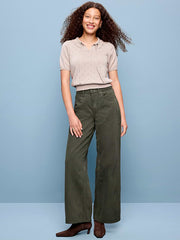 High-Waisted Baggy Wide-Leg Jeans - Forest Tapestry