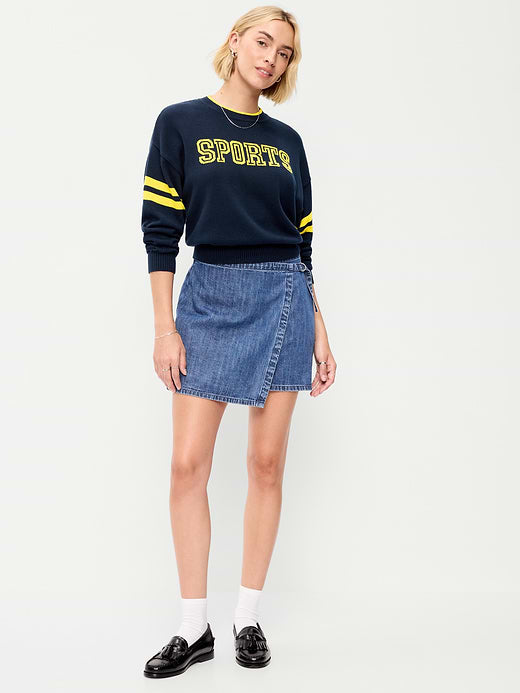 Mini Wrap Skirt - Medium Wash