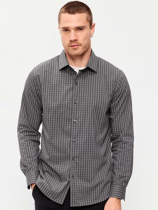 Slim Fit Pro Signature Performance Dress Shirt - Grey Gingham Jas