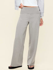 High-Waisted PowerChill Fold-Over Wide-Leg Pants - Gray