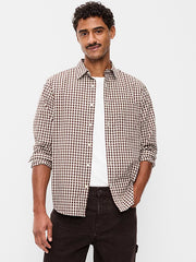 Classic Fit Everyday Plaid Poplin Shirt - Brown Check