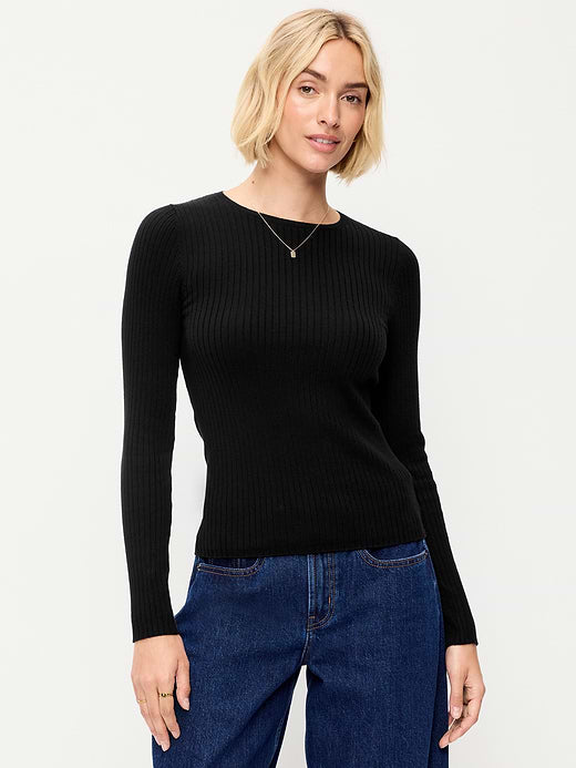 SoSoft Lite Crew-Neck Long-Sleeve Ribbed Top - Black Jack