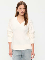 SoSoft Ribbed V-Neck Sweater - Creme De La Creme