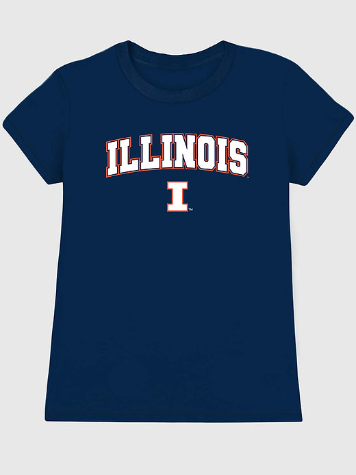 University of Illinois Arch Logo Graphic T-Shirt for Women - Navy
