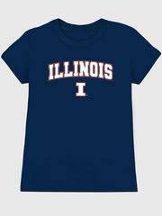 University of Illinois Arch Logo Graphic T-Shirt for Women - Navy