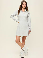 Dynamic Fleece Pique Polo Dress - Light Gray Heather