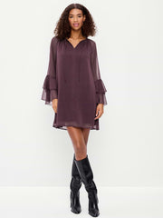 Bell-Sleeve Boho Mini Dress - Veil Of Night