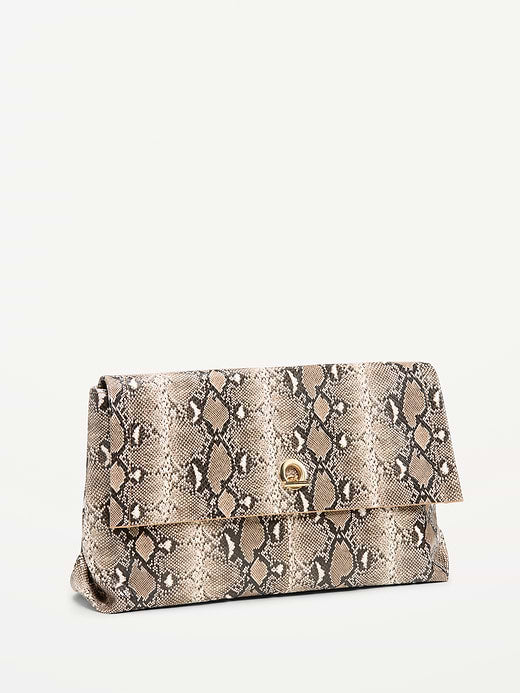 Oversized Slouchy Clutch - Snake