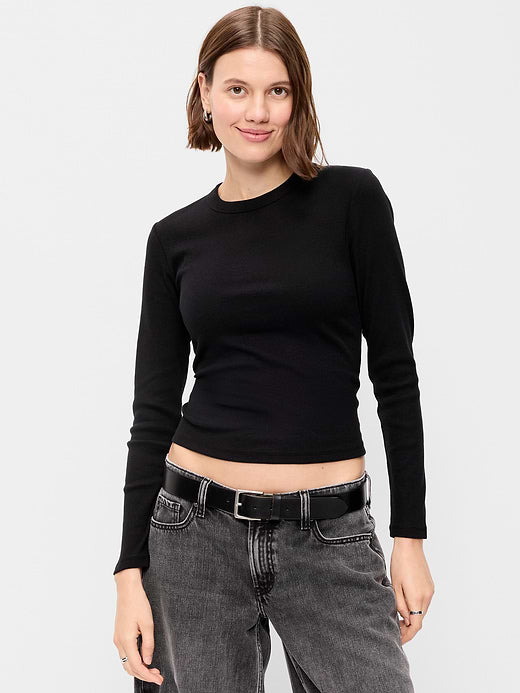 Snug Long-Sleeve Ribbed T-Shirt - Black Jack