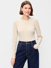 Snug Long-Sleeve Ribbed T-Shirt - Wish Bone