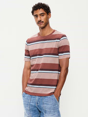 Crew-Neck Striped T-Shirt - Burgundy Stripe