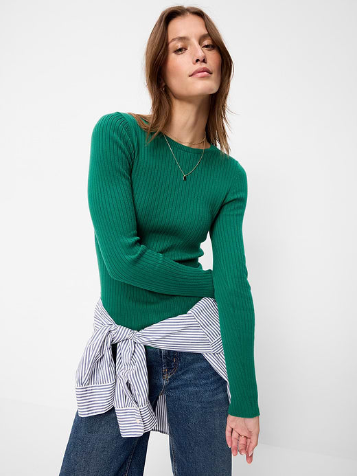 SoSoft Lite Crew-Neck Long-Sleeve Ribbed Top - Rainforest Jewel