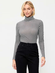 Slim-Fit Printed Turtleneck - Black/Black Gingham