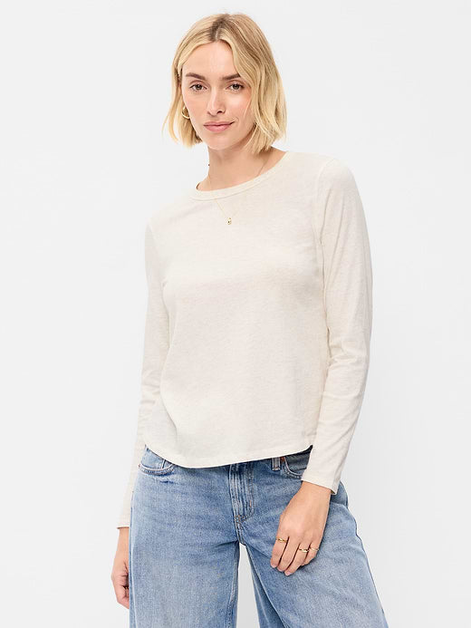 EveryWear Long-Sleeve Crew-Neck T-Shirt - Oatmeal Heather