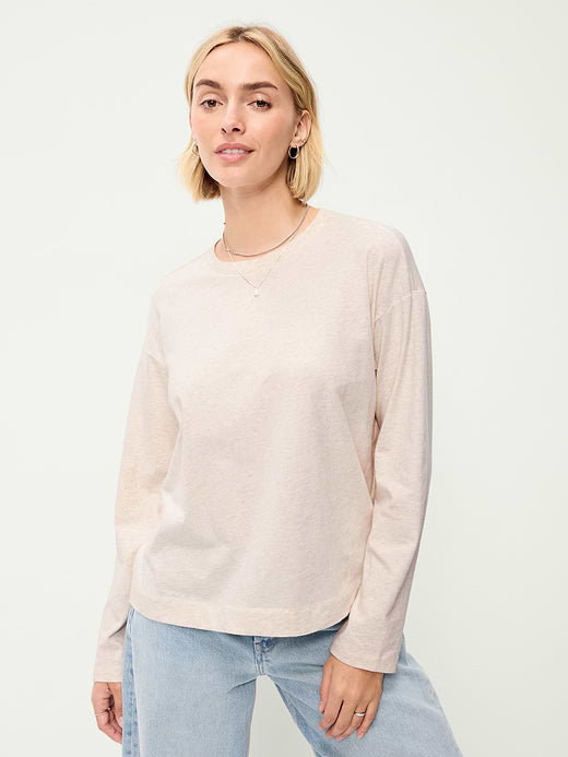 Vintage Long-Sleeve Crew-Neck T-Shirt - Oatmeal Heather