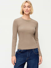 Snug Long-Sleeve Ribbed T-Shirt - Chocolate Malted